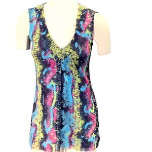 Johnny Heaven Abstract Snake Print Sleeveless Top L #110C